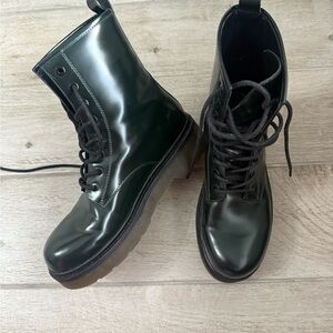 Zara green combat boots